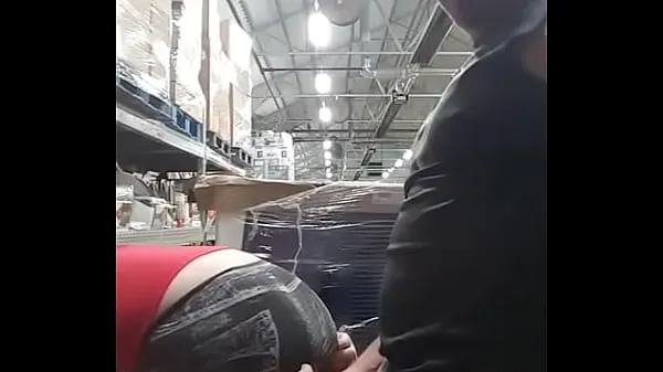 أنبوب Quickie with a co-worker in the warehouse كبير