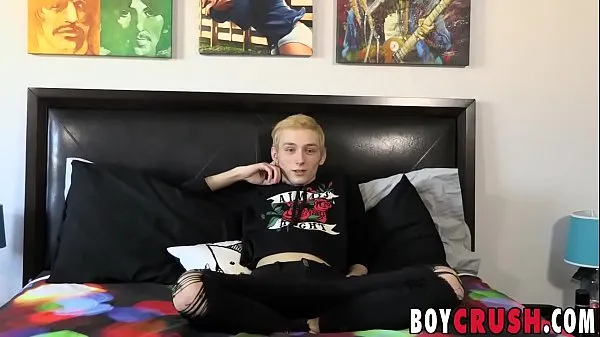Big Adorable twink Justin Stone makes cock cum in solo interview total Tube