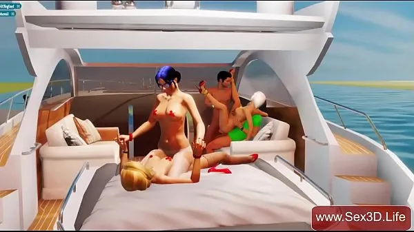 Nagy Yacht 3D group sex with beautiful blonde - Adult Game teljes cső