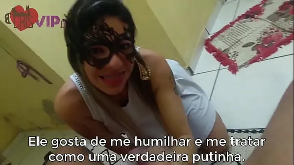 Velika Cristina Almeida being humiliated by the neighbor while her husband's cuckold is at work, she sucks, gets slapped in the face and has her little face all smeared with cum skupna cev