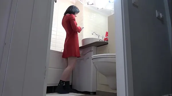 کل ٹیوب Beautiful Candy Black in the bathroom - Hidden cam بڑا