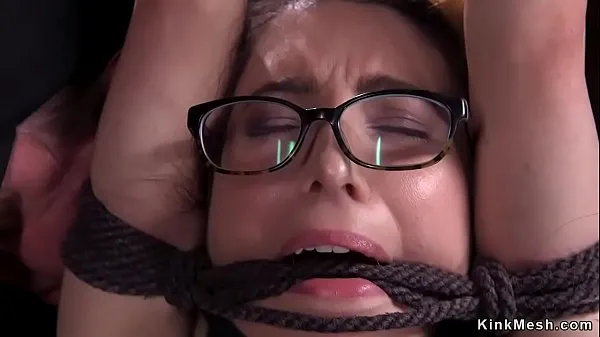 Big In frog bondage position sexy brunette slave gets pussy vibrated and finger fucked by master total Tube