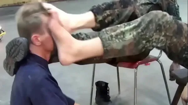 Big A lucky guy is allowed to lick the boots of two German soldiers total Tube