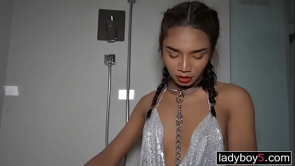 Big Young Asian shemale from Thailand begging for piss and cum in the shower total Tube