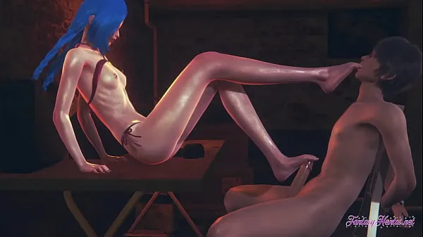 Duża League of Legends Hentai 3D - Jinx Footjob with POV and cumshot (Uncensored) - Japanese Asian Manga anime game porn całkowita rura