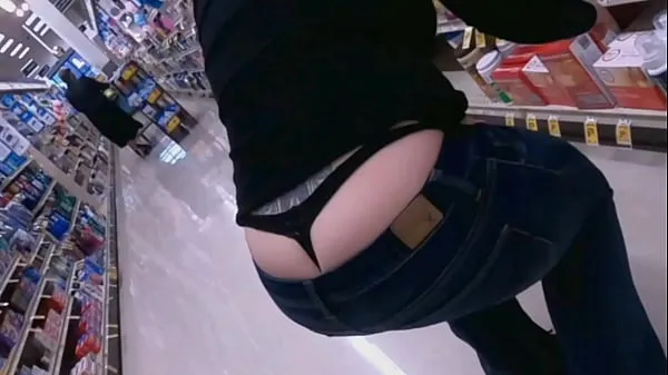 큰 Mom Showing Her Huge Booty Whale Tail Wal-Mart Shopping 총 튜브