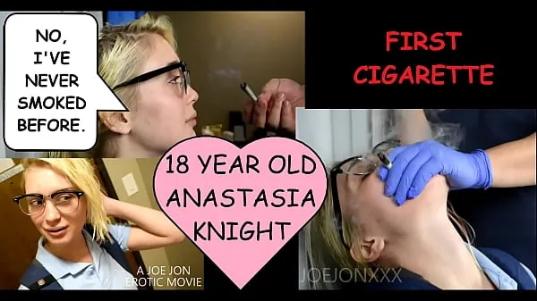 Büyük Eighteen year old blonde Anastasia Knight tries with a creepy older man Joe Jon and coughs intensely toplam Tüp