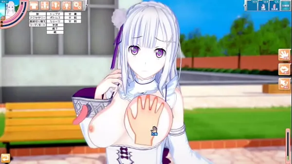 Velika Eroge Koikatsu! ] Re zero (Re zero) Emilia rubs her boobs H! 3DCG Big Breasts Anime Video (Life in a Different World from Zero) [Hentai Game skupna cev