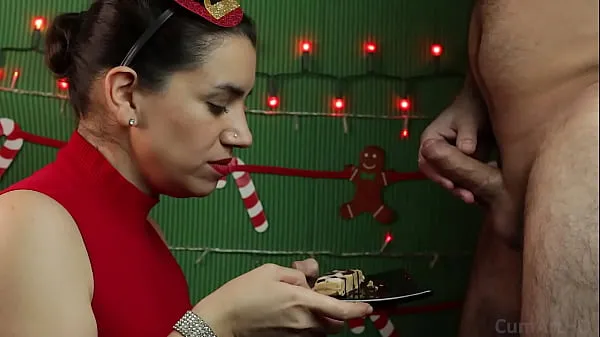 Duża Merry Christmas! Let's celebrate with cum on food całkowita rura