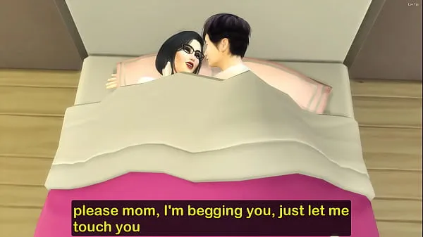 أنبوب Japanese Step-mom and virgin step-son share the same bed at the hotel room on a business trip كبير