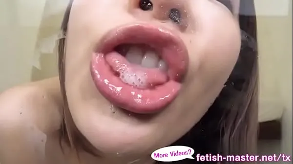 Velika Japanese Asian Tongue Spit Fetish skupna cev