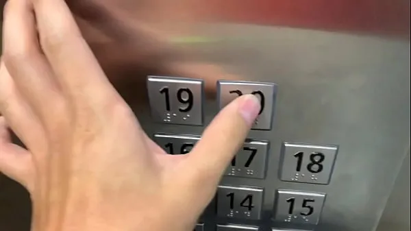 أنبوب Sex in public, in the elevator with a stranger and they catch us كبير
