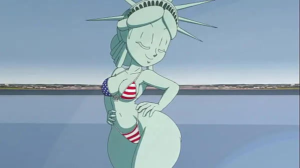 큰 Tansau Scenes with the Statues of Liberty and Freedom 총 튜브