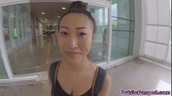أنبوب Big titted asian Sharon Lee fucked in public airport parking lot كبير
